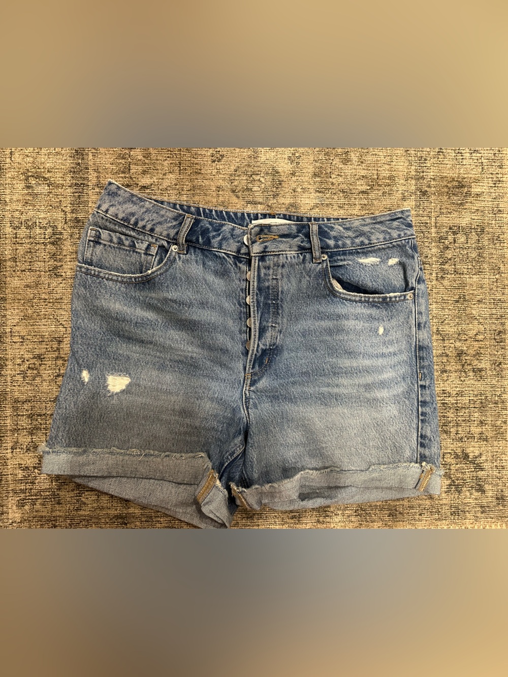 Dynamite Light Blue Distressed Denim Jean Shorts
